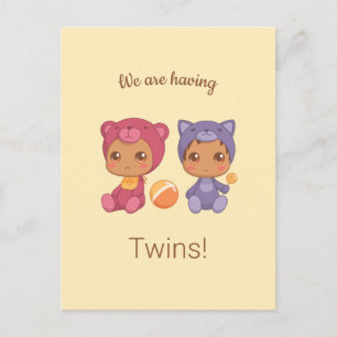 Baby Twins Gender Neutral Announcement Postcard