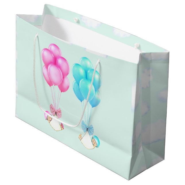 Baby Twins Girl Boy Large Gift Bag (Front Angled)