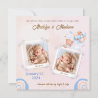 BABY (TWINS) PHOTO ANNOUNCEMENT CARD