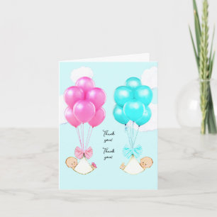 Baby Twins Thank You Card