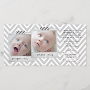 Baby TWINS Thank You Photo Cards Template