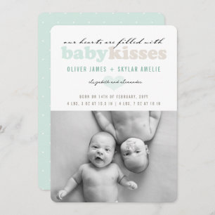Baby Twins Valentines Day Photo Birth Announcement