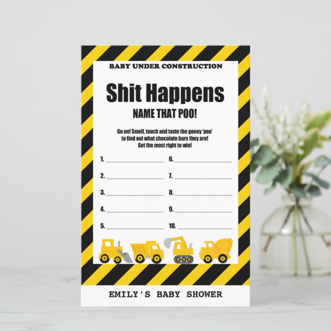 Baby Under Construction Baby Shower Game PRINTED (Standing Front)