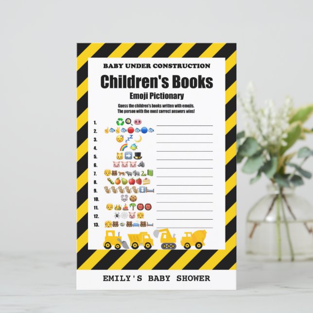 Baby Under Construction Baby Shower Game PRINTED (Standing Front)