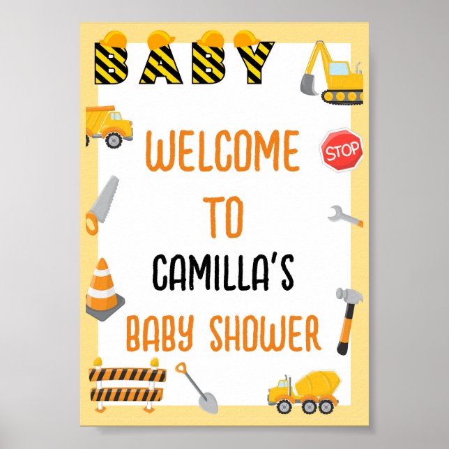 Baby Under Construction Baby Shower Game Sign (Front)
