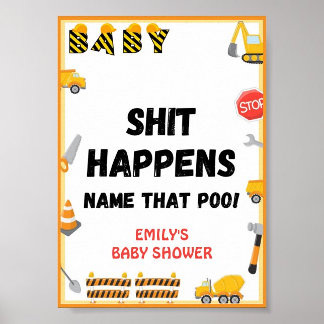 Baby Under Construction Baby Shower Game Sign (Front)
