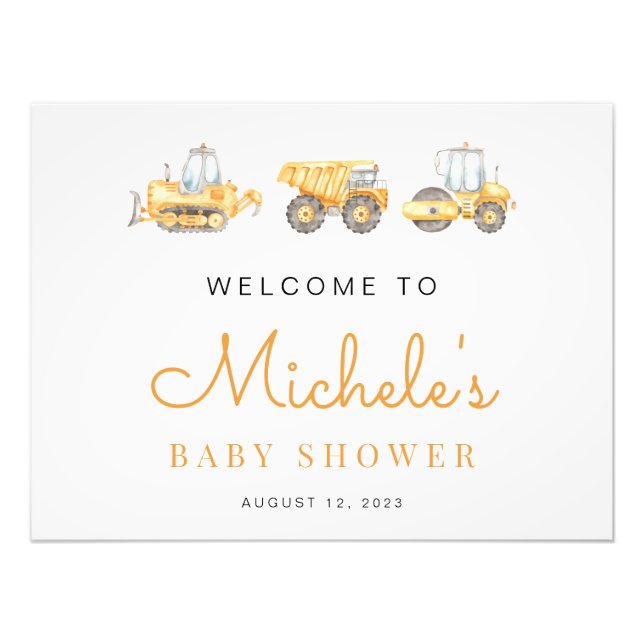 Baby Under Construction Baby Shower Welcome Sign (Front)
