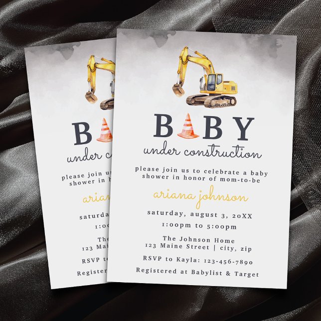 Baby Under Construction Boy Baby Shower Invitation (Creator Uploaded)