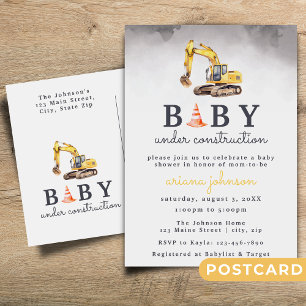 Baby Under Construction Boy Baby Shower Invitation Postcard