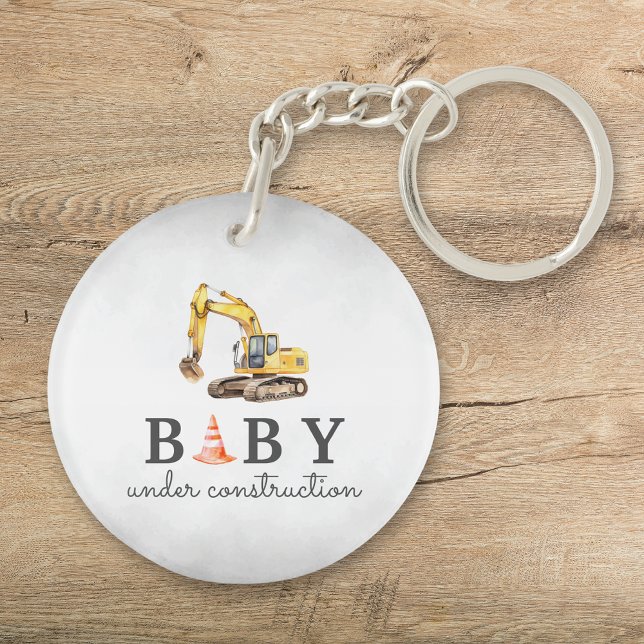 Baby Under Construction Boy Baby Shower Key Ring (Creator Uploaded)