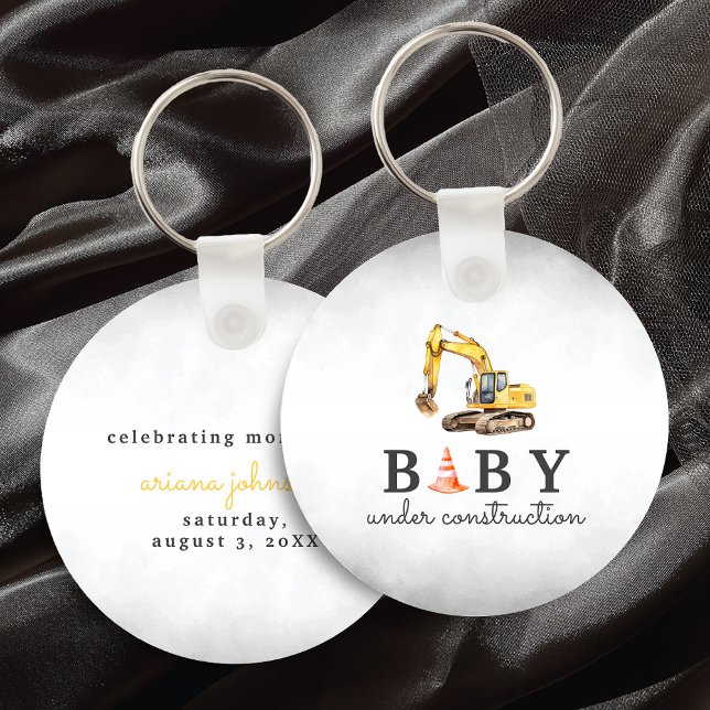 Baby Under Construction Boy Baby Shower Key Ring (Creator Uploaded)