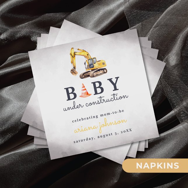 Baby Under Construction Boy Baby Shower Napkin (Creator Uploaded)
