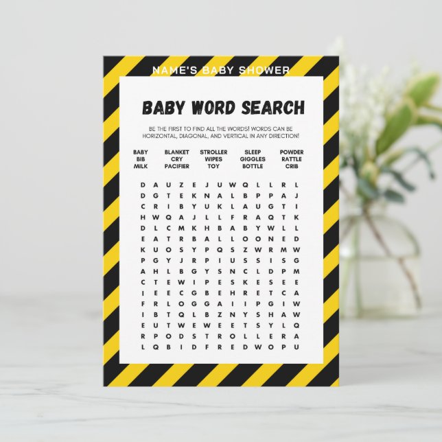 Baby Under Construction Game - Editable Name, 5x7 Invitation (Standing Front)