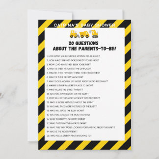 Baby Under Construction Game - Editable Name, 5x7 Invitation