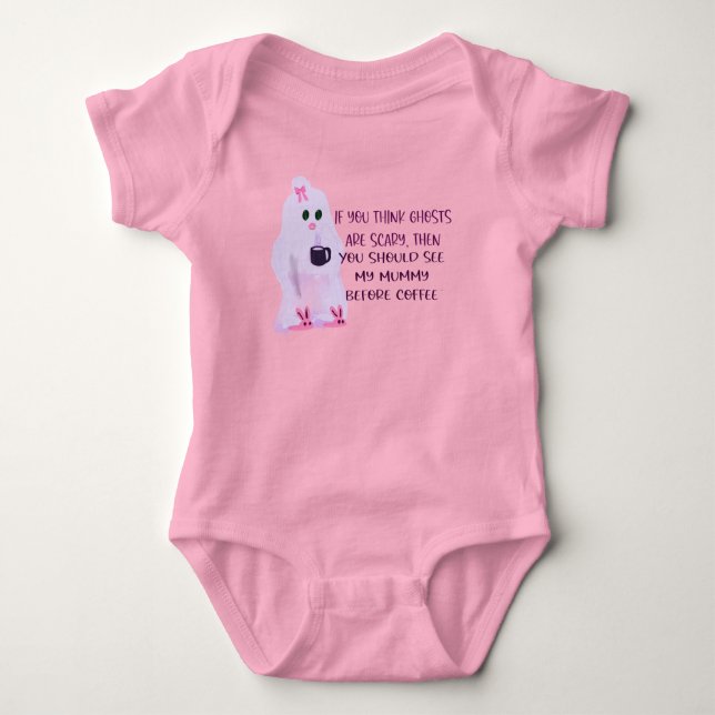 Baby undershirt , cute moms scary before coffee bodysuit (Front)