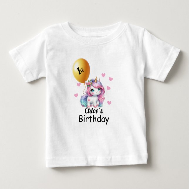 Baby Unicorn Birthday Shirt, T-Shirt (Front)
