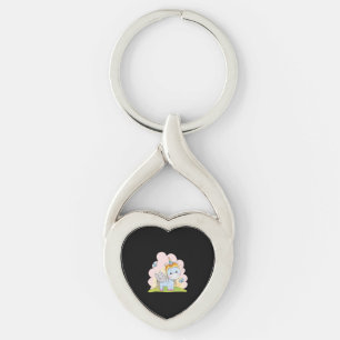 Baby Unicorn Butterfly Bakground Watercolor Key Ring
