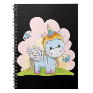 Baby Unicorn Butterfly Bakground Watercolor Notebook
