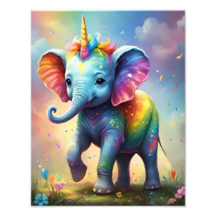Baby Unicorn Elephant, Photo Print