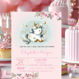 Baby Unicorn Floral Baby Shower Invitation
