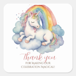 Baby Unicorn Girl Baby Shower Thank You Square Sticker