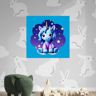 Baby Unicorn In PJ's Glossy Poster
