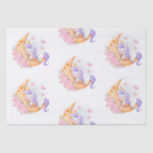Baby Unicorn Over The Moon with Flower Tissue Paper