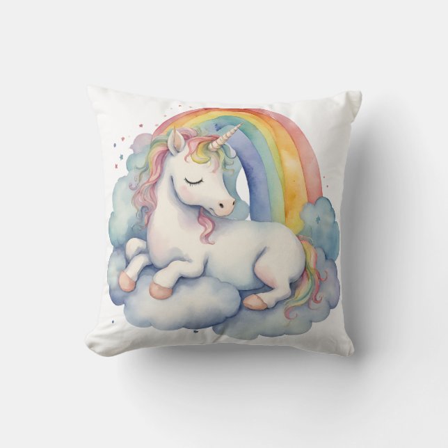 Baby Unicorn Rainbow Cloud Cushion (Front)