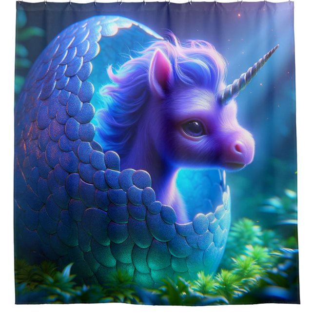 Baby Unicorn Shower Curtain (Front)