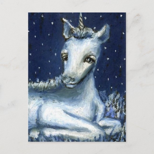 Baby unicorn under a starry sky postcard (Front)