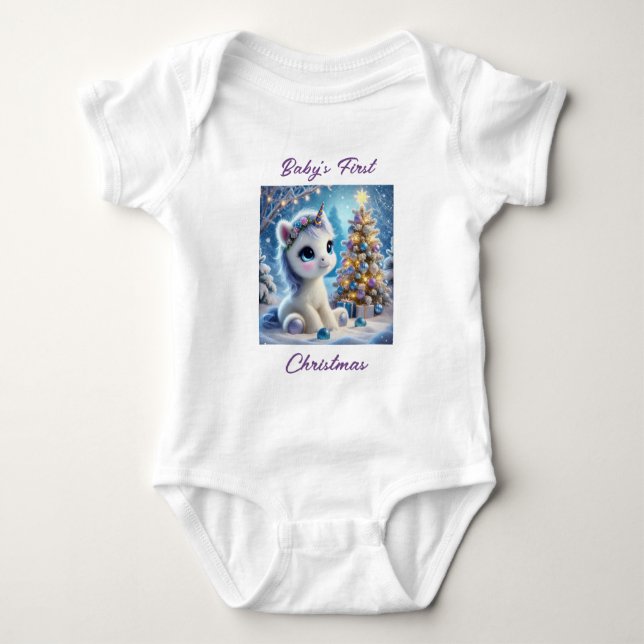 Baby Unicorn's First Christmas  Bodysuit (Front)