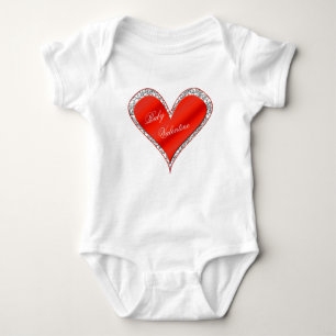 Baby Valentine Heart with Lace Trim Baby Bodysuit