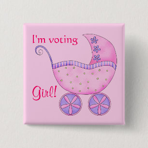 Baby Voting Girl Gender Reveal Party Badge Pin