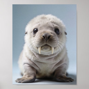 Baby Walrus Portrait Arctic Nursery Art Poster