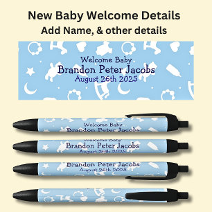 Baby Welcome - Add Name & detail on Blue Black Ink Pen