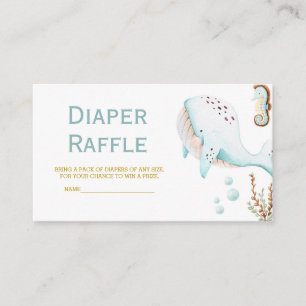 Baby Whale Baby Shower Diaper Raffle Card