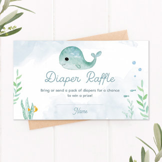 Baby Whale Baby Shower Diaper Raffle Card
