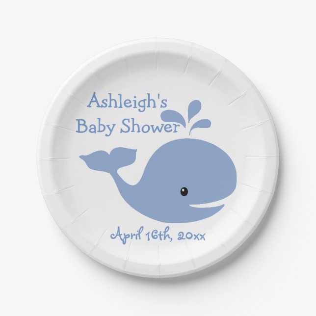Baby Whale Baby Shower Paper Plate (Front)