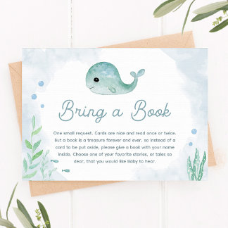 Baby Whale - Bring a Book Card for Baby Shower