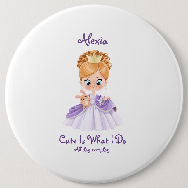 Baby white and purple baby 6 cm round badge (Front)