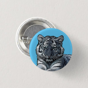 baby white baby tiger cub jungle safari animal art 3 cm round badge