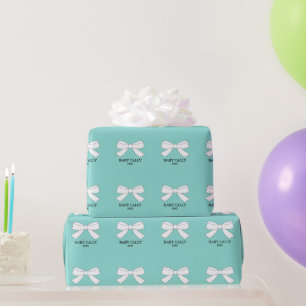 Baby White Bows Sprinkle Shower Party Personalised Wrapping Paper