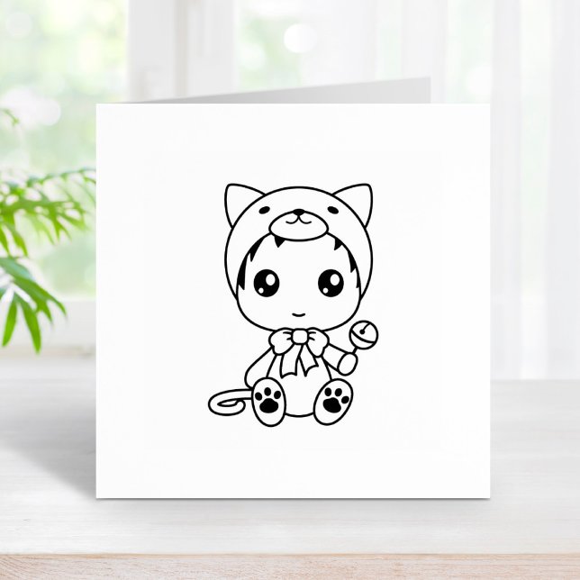 Baby White Cat Kitten Jumpsuit Costume Colour Me Rubber Stamp (Creator Uploaded)