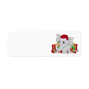 Baby White Elephant In Santa Hat With Presents