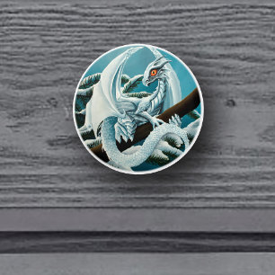 Baby White Winter Dragon Ceramic Knob