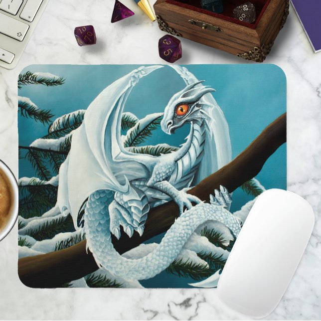 Baby White Winter Dragon Mouse Pad (Creator Uploaded)