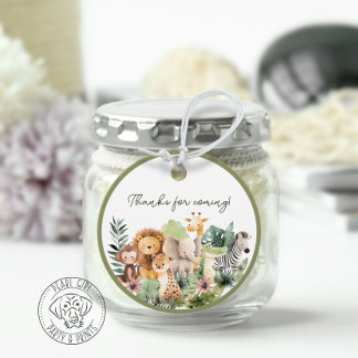 Baby Wild Animal Round Favour Tag