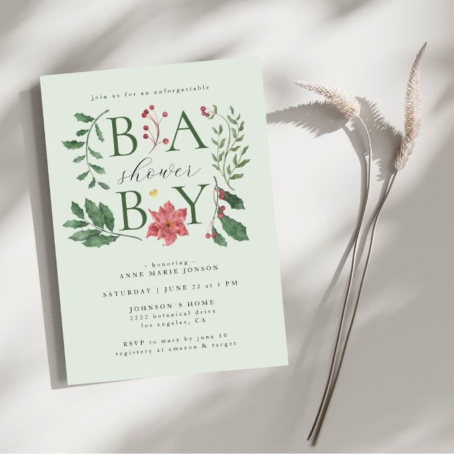 Baby Winter Blooms Classy Botanical Baby Shower Invitation (Creator Uploaded)