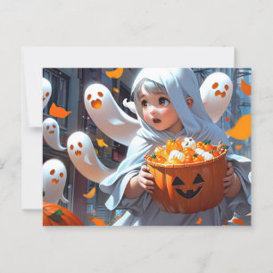 Baby Witch With Ghost Postcard