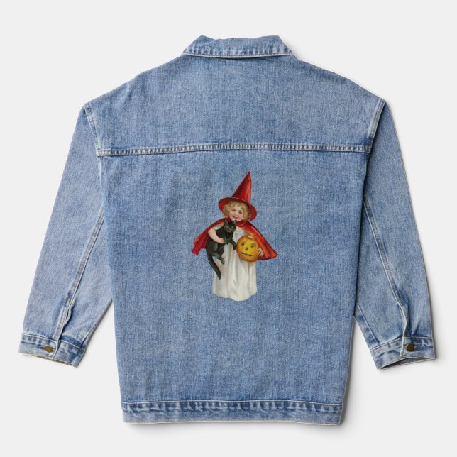 Baby witches Halloween night  Denim Jacket (Back)
